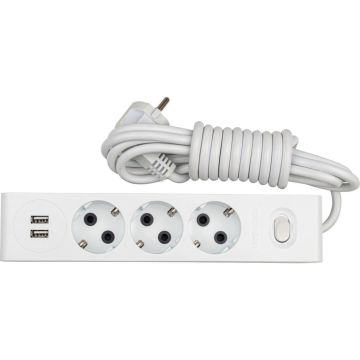 GÜNSAN VISAGE 2 USB ÇIKIŞLI 3'LÜ (Ç.K) ANH. TOPRAKLI GRUP PRİZ (3 MT )