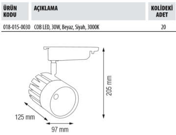 HOROZ SIDNEY-30W GÜNIŞIĞI RAY ARMATÜR (BEYAZ KASA)