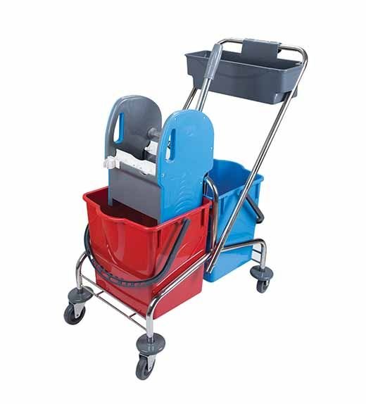Çift Kovalı Plastik Presli Krom Temizlik Arabası - 18x2 Litre - CK757