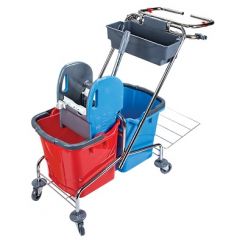 Çift Kovalı Plastik Presli Krom Temizlik Arabası - 25x2 Litre - CK756