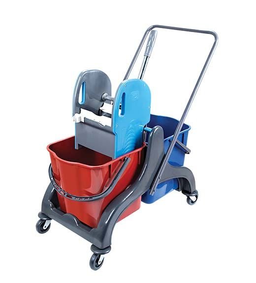 Çift Kovalı Plastik Presli Plastik Temizlik Arabası - 25x2 Litre - CK751