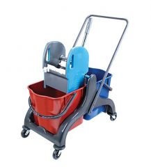 Çift Kovalı Plastik Presli Plastik Temizlik Arabası - 25x2 Litre - CK751