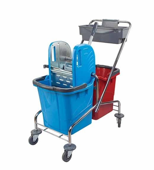 Çift Kovalı Metal Presli Krom Temizlik Arabası - 25x2 Litre - CK753