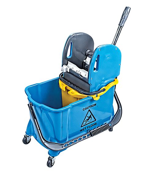 Çift Kovalı Plastik Presli Mavi Temizlik Arabası - 24+10 Litre - CK731