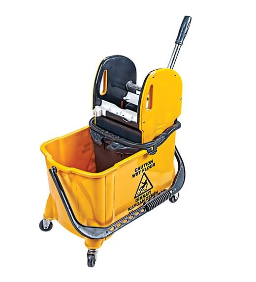 Çift Kovalı Plastik Presli Sarı Temizlik Arabası - 24+10 Litre - CK731