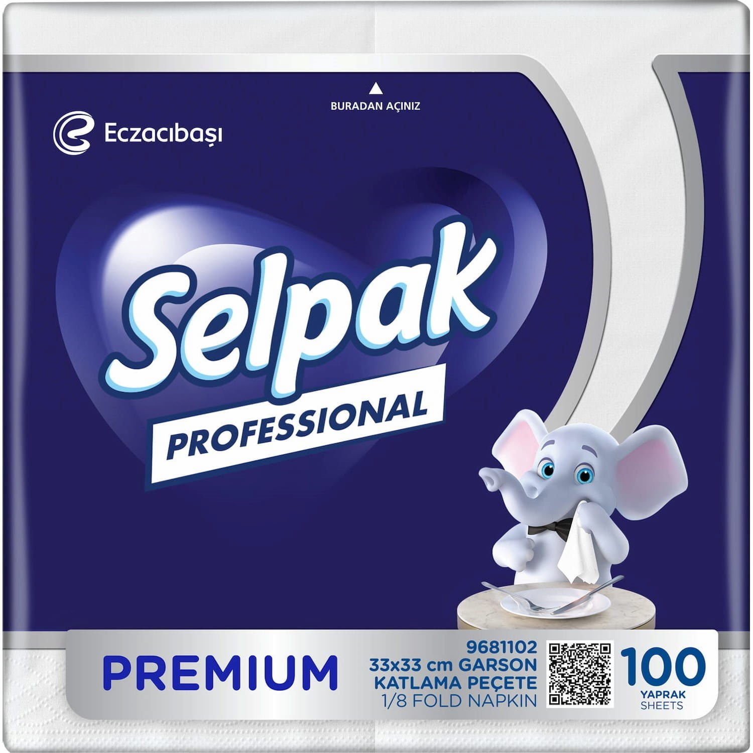 Selpak Professional Premium Garson Katlama Peçete 33x33 100'lü 9681102