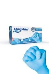 Dolphin Pudrasız Mavi Nitril Muayene Eldiveni L Beden 100'lü Kutu