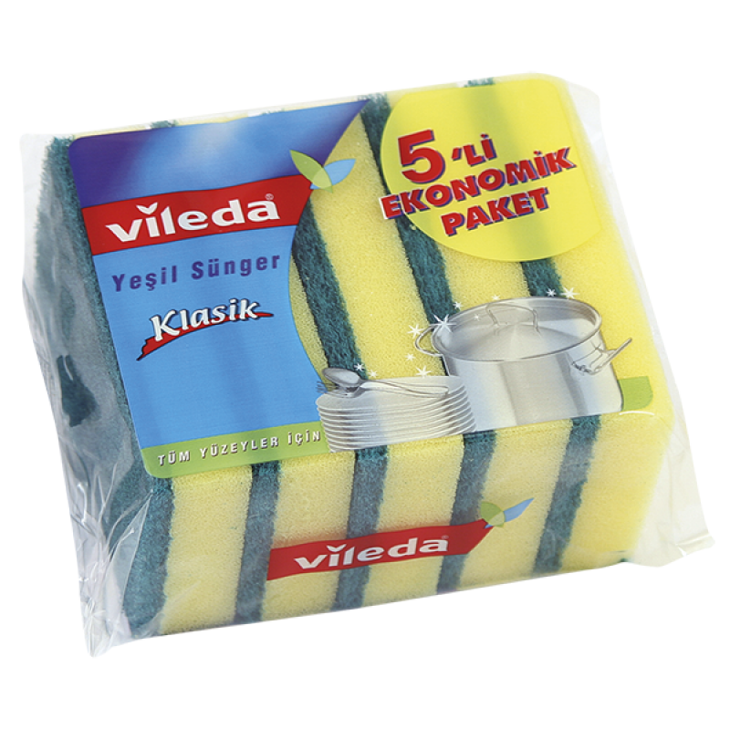 Yeşil Sünger Düz 5'li