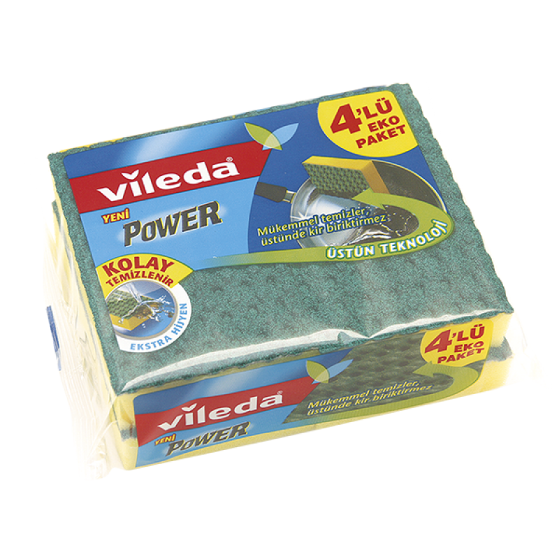 Power Sünger Düz 4'lü