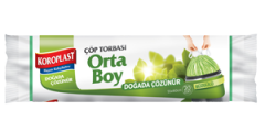 Doğada Çözünür Büzgülü Orta Boy Çöp Torbası