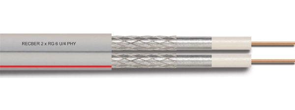 Reçber 2xRG6 U/4 PHY-PVC Cu/Al Köpüklü Kılıflı Duplex Kablo 100m