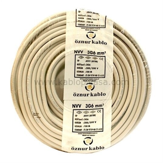 Öznur 3x6 mm NYM (NVV) Antigron Enerji Kablosu 100 Metre