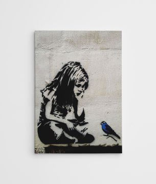 Blue Bird and Girl | Banksy