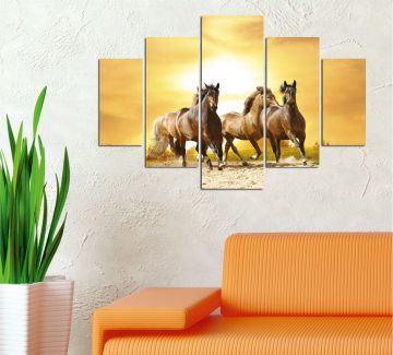 Gün Batımı ve Atlar MDF Tablo
