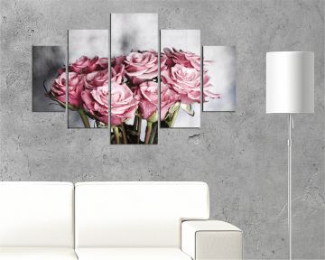 Pembe Güller MDF Tablo