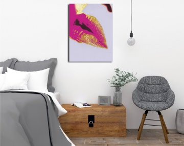 Pink and Gold Lip Kanvas Tablo