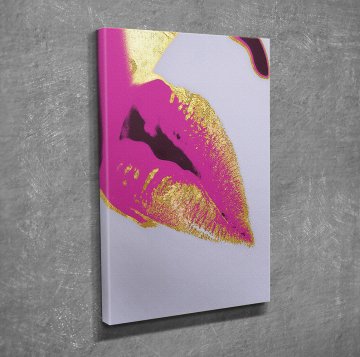 Pink and Gold Lip Kanvas Tablo