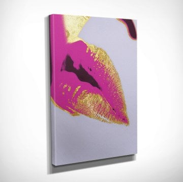 Pink and Gold Lip Kanvas Tablo