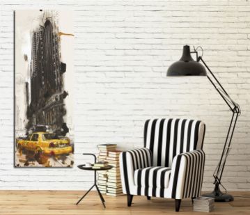 New York ve Taksi Kanvas Tablo
