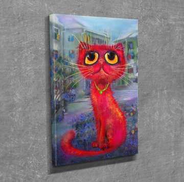 Kırmızı Kedi Kanvas Tablo