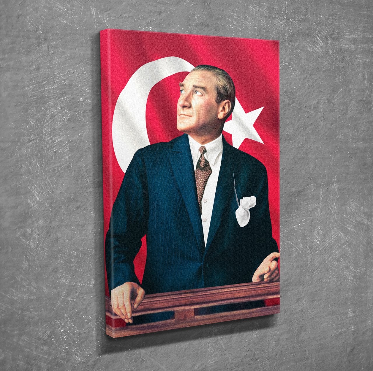 Atatürk ve Türk Bayrağı Kanvas Tablo