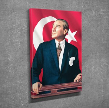 Atatürk ve Türk Bayrağı Kanvas Tablo