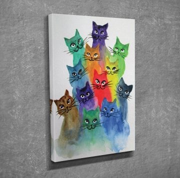 SULU BOYA KEDİLER KANVAS TABLO