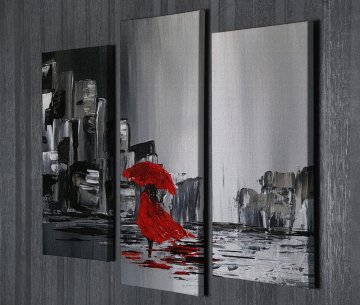 Kırmızı Elbiseli Kadın Kanvas Tablo