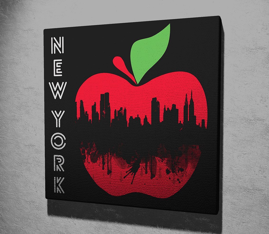 New York ve Elma Kanvas Tablo