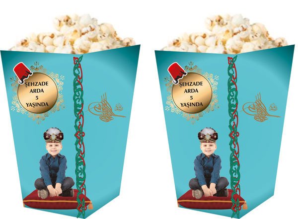 Şehzade Temalı Kişiye Özel Popcorn Kutusu 6 Adet