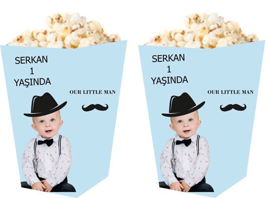 Küçük Adam Temalı Kişiye Özel Popcorn Kutusu 6 Adet