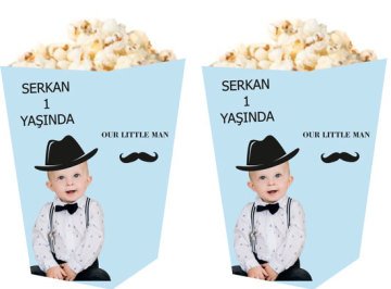 Küçük Adam Temalı Kişiye Özel Popcorn Kutusu 6 Adet
