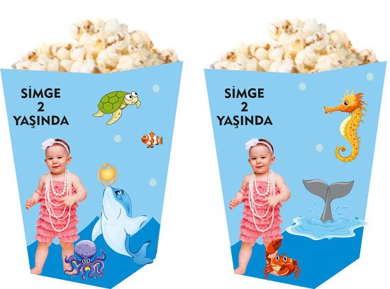 Okyanus Kişiye Özel Popcorn Kutusu 6 Adet