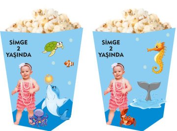 Okyanus Kişiye Özel Popcorn Kutusu 6 Adet