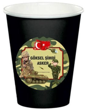 Asker Temalı Kişiye Özel Bardak 6 Adet