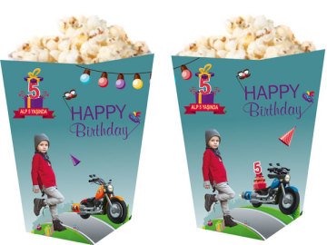 Motor Temalı Kişiye Özel Popcorn Kutusu 6 Adet