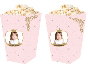Prenses Temalı Kişiye Özel Popcorn Kutusu 6 Adet