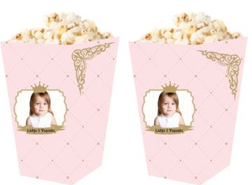 Prenses Temalı Kişiye Özel Popcorn Kutusu 6 Adet