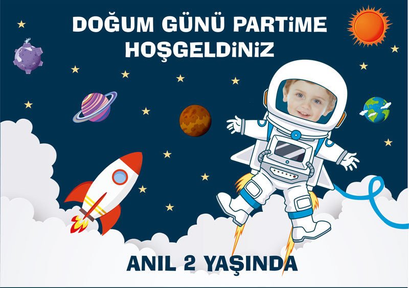 Uzay Temalı Kişiye Özel Afiş