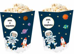 Uzay Temalı Kişiye Özel Popcorn Kutusu 6 Adet