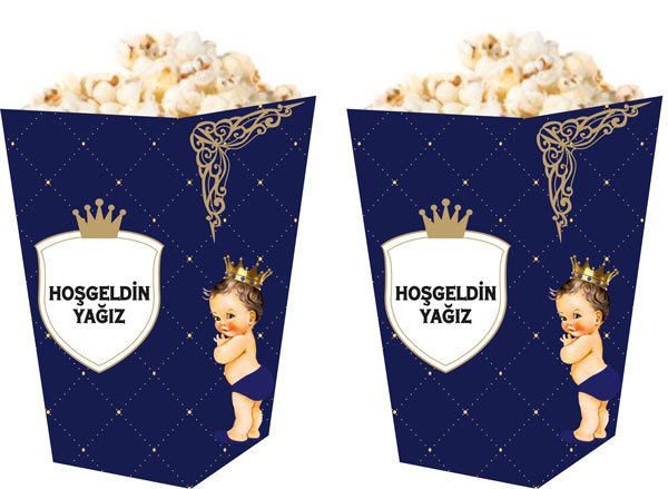 Prens Temalı Kişiye Özel Popcorn Kutusu 6 Adet