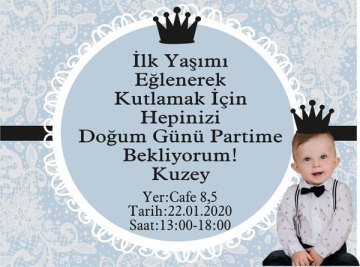 Prens 1 Temalı Kişiye Özel Davetiye 6 Adet