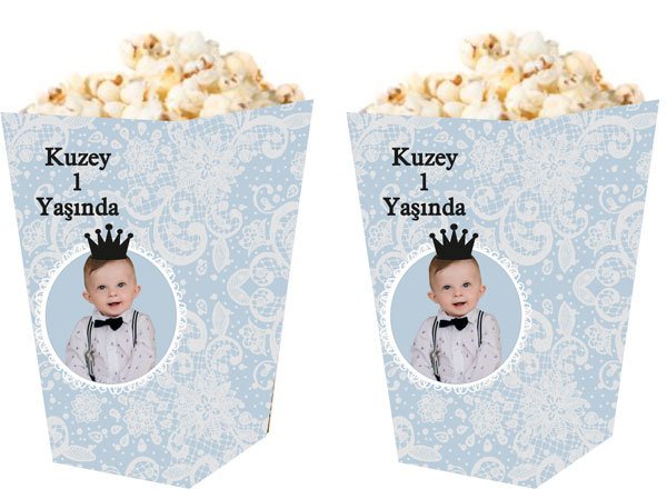 Prens 1 Temalı Kişiye Özel Popcorn Kutusu 6 Adet