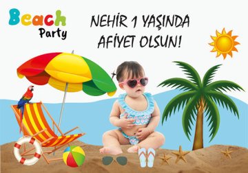 Beach Party Temalı Kişiye Özel Amerikan Servisi 6 Adet