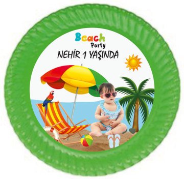 Beach Party Temalı Kişiye Özel Tabak 6 Adet