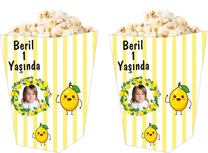 Limon Temalı Kişiye Özel Popcorn Kutusu 6 Adet