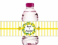 Limon Temalı Kişiye Özel Su Şişesi Sargısı 6 Adet