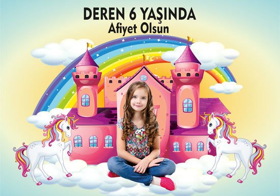 Unicorn Temalı Kişiye Özel Amerikan Servisi 6 Adet