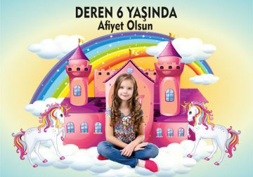 Unicorn Temalı Kişiye Özel Amerikan Servisi 6 Adet