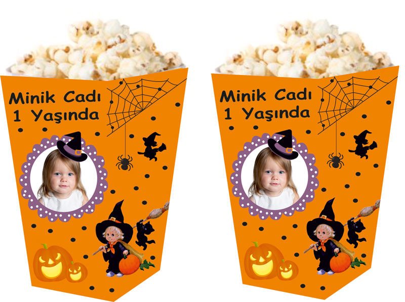 Minik Cadı Kişiye Özel Popcorn Kutusu 6 Adet